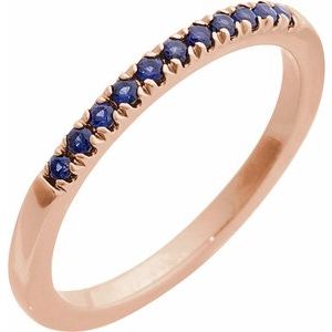 14K Rose Lab-Grown Blue Sapphire Stackable Rin