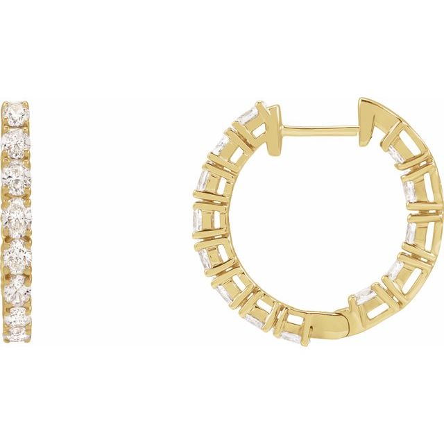 14K Yellow 2 5/8 CTW Lab-Grown Diamond Inside-Outside 20.6 mm Hoop Earrings