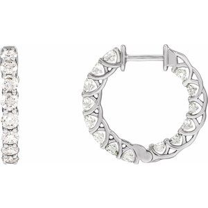 14K White 2 1/5 CTW Lab-Grown Diamond Inside-Outside 19.7 mm Hoop Earrings