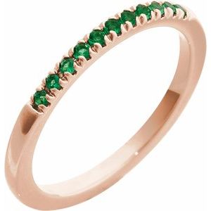 14K Rose Lab-Grown Emerald Stackable Ring
