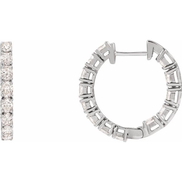 14K White 2 5/8 CTW Lab-Grown Diamond Inside-Outside 20.6 mm Hoop Earrings