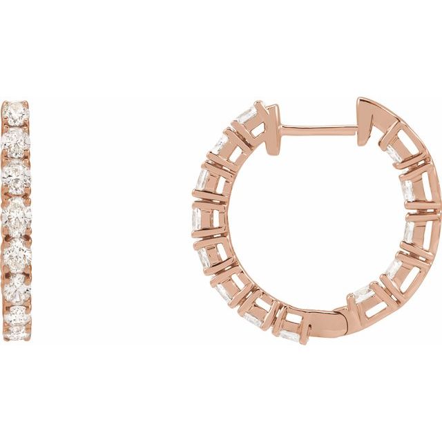 14K Rose 2 5/8 CTW Lab-Grown Diamond Inside-Outside 20.6 mm Hoop Earrings