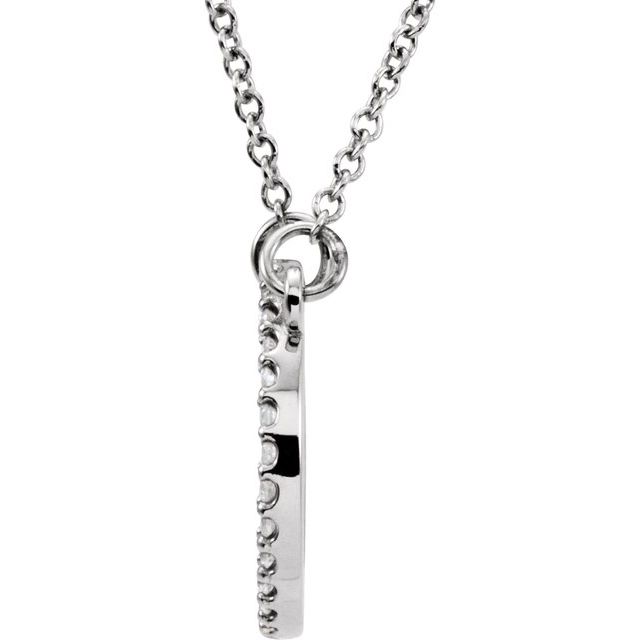 14K White 1/8 CTW Lab-Grown Diamond Circle 16" Necklace