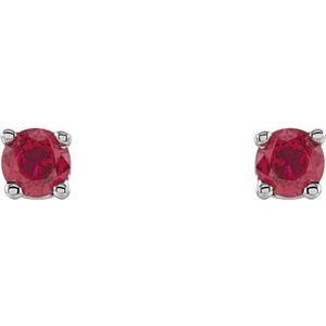 14K White 2.5 mm Lab-Grown Ruby Stud Earrings