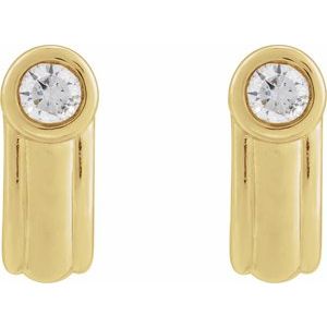 14K Yellow 1/5 CTW Lab-Grown Diamond Solitaire J Hoop Earrings