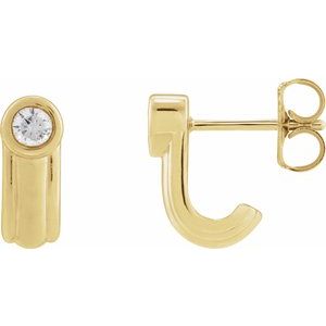 14K Yellow 1/5 CTW Lab-Grown Diamond Solitaire J Hoop Earrings