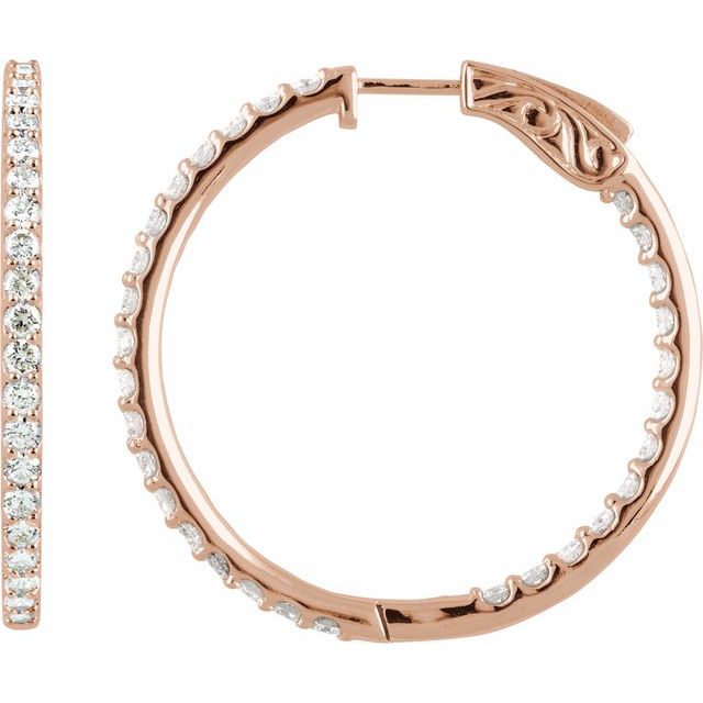 14K Rose 5 CTW Lab-Grown Diamond Inside-Outside 41.5 mm Hinged Hoop Earrings