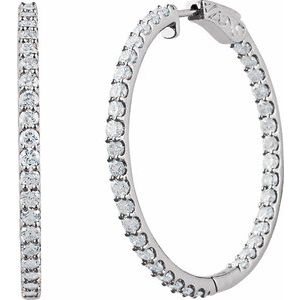 14K White 5 CTW Lab-Grown Diamond Inside-Outside 41.5 mm Hinged Hoop Earrings