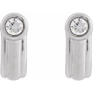 Sterling Silver 1/5 CTW Lab-Grown Diamond Solitaire J Hoop Earrings