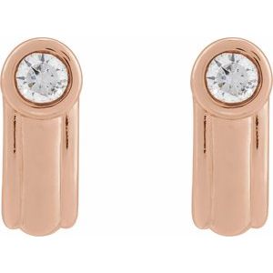 14K Rose 1/5 CTW Lab-Grown Diamond Solitaire J Hoop Earrings