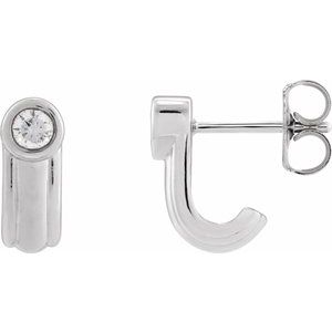 Platinum 1/5 CTW Lab-Grown Diamond Solitaire J Hoop Earrings