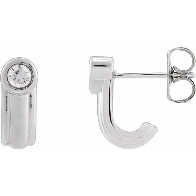 Platinum 1/5 CTW Lab-Grown Diamond Solitaire J Hoop Earrings