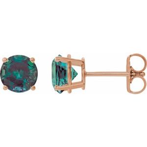 14K Rose 8 mm Lab-Grown Alexandrite Stud Earrings