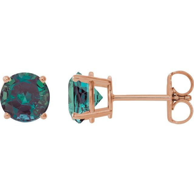 14K Rose 8 mm Lab-Grown Alexandrite Stud Earrings
