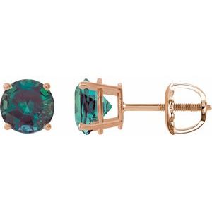 14K Rose 8 mm Lab-Grown Alexandrite Stud Earrings