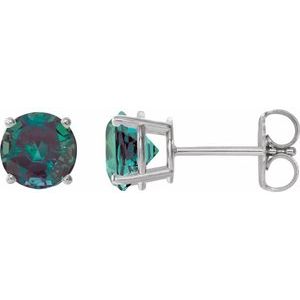 Sterling Silver 8 mm Lab-Grown Alexandrite Stud Earrings