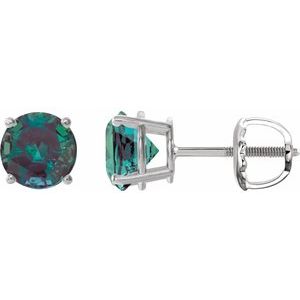Sterling Silver 8 mm Lab-Grown Alexandrite Stud Earrings
