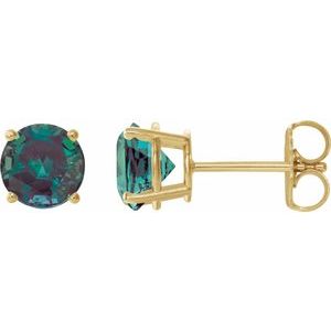 14K Yellow 6 mm Lab-Grown Alexandrite Stud Earrings