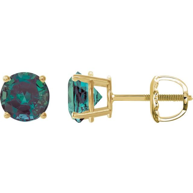 14K Yellow 8 mm Lab-Grown Alexandrite Stud Earrings