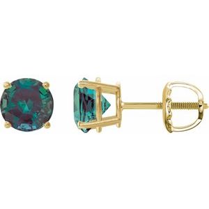 14K Yellow 7 mm Lab-Grown Alexandrite Stud Earrings