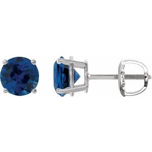 Sterling Silver 8 mm Lab-Grown Blue Sapphire Stud Earrings