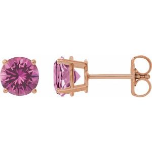 14K Rose 8 mm Lab-Grown Pink Sapphire Stud Earrings