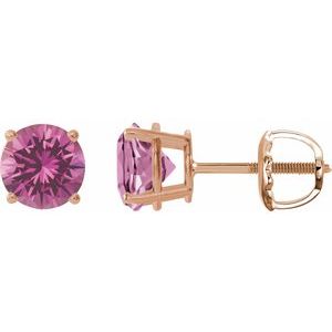 14K Rose 8 mm Lab-Grown Pink Sapphire Stud Earrings