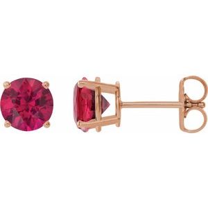 14K Rose 8 mm Lab-Grown Ruby Stud Earrings
