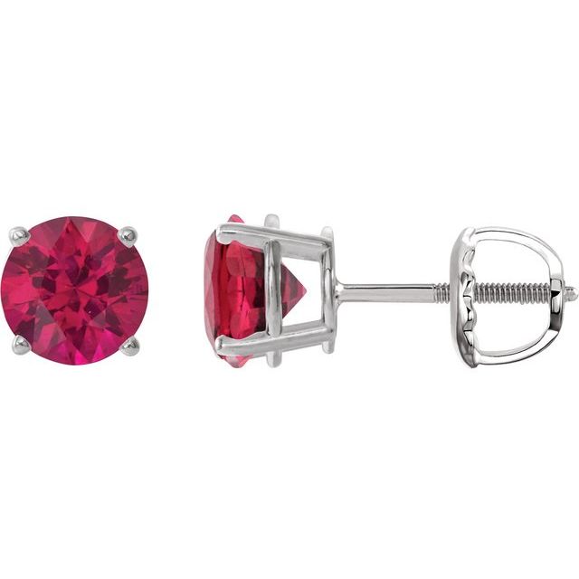 Platinum 8 mm Lab-Grown Ruby Stud Earrings