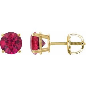 14K Yellow 6 mm Lab-Grown Ruby Stud Earrings