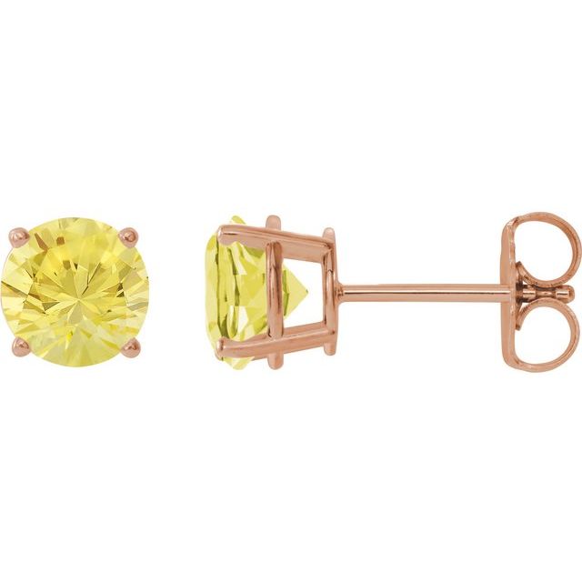 14K Rose 7 mm Lab-Grown Yellow Sapphire Stud Earrings