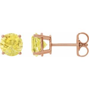 14K Rose 8 mm Lab-Grown Yellow Sapphire Stud Earrings