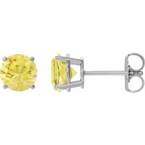 Platinum 8 mm Lab-Grown Yellow Sapphire Stud Earrings