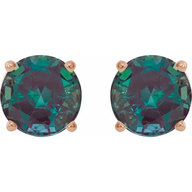 14K Rose 8 mm Lab-Grown Alexandrite Stud Earrings