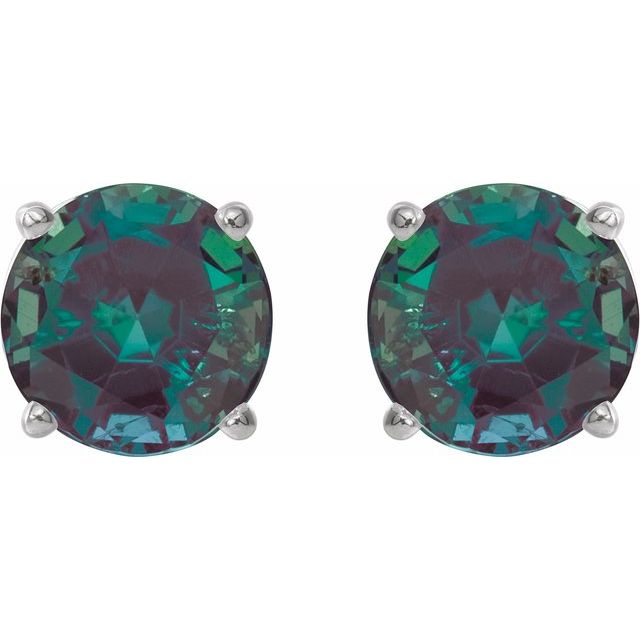 Platinum 8 mm Lab-Grown Alexandrite Stud Earrings