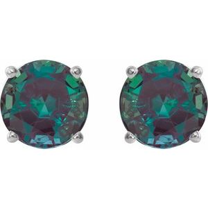 Platinum 8 mm Lab-Grown Alexandrite Stud Earrings
