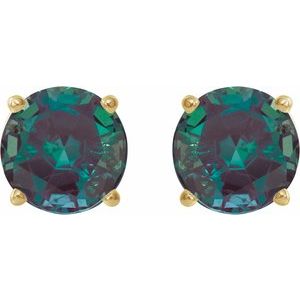 14K Yellow 7 mm Lab-Grown Alexandrite Stud Earrings