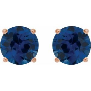 14K Rose 8 mm Lab-Grown Blue Sapphire Stud Earrings