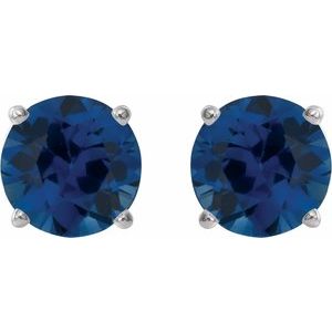 Sterling Silver 8 mm Lab-Grown Blue Sapphire Stud Earrings