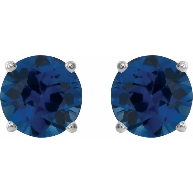 Sterling Silver 8 mm Lab-Grown Blue Sapphire Stud Earrings
