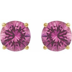 14K Yellow 8 mm Lab-Grown Pink Sapphire Stud Earrings