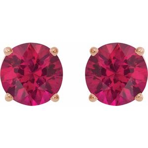 14K Rose 8 mm Lab-Grown Ruby Stud Earrings