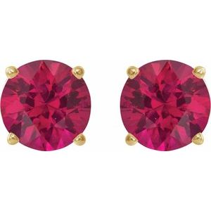 14K Yellow 8 mm Lab-Grown Ruby Stud Earrings