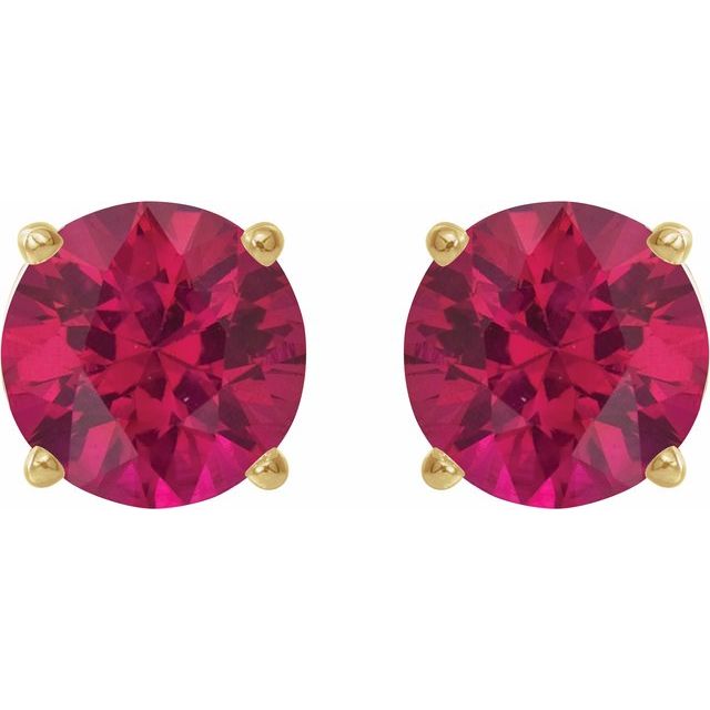 14K Yellow 8 mm Lab-Grown Ruby Stud Earrings