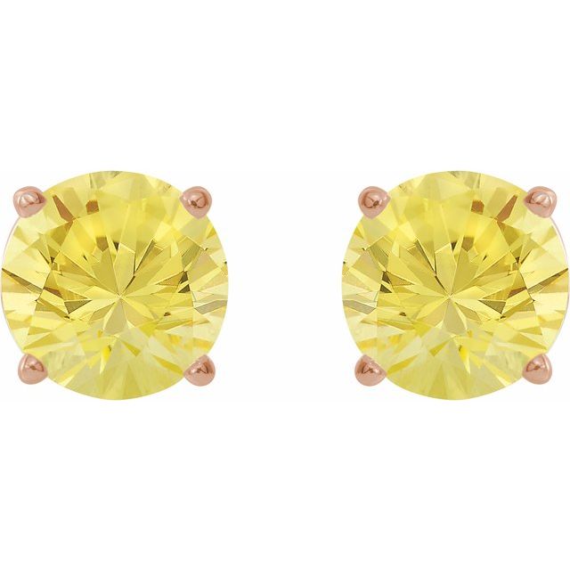 14K Rose 7 mm Lab-Grown Yellow Sapphire Stud Earrings