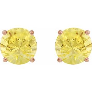 14K Rose 8 mm Lab-Grown Yellow Sapphire Stud Earrings