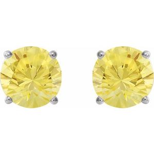 Sterling Silver 8 mm Lab-Grown Yellow Sapphire Stud Earrings
