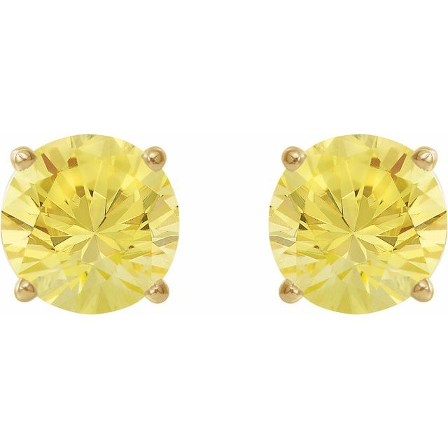 14K Yellow 8 mm Lab-Grown Yellow Sapphire Stud Earrings