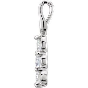 14K White 3/4 CTW Lab-Grown Diamond Three-Stone Pendant