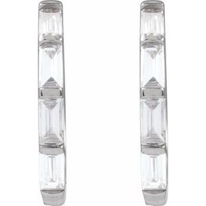 14K White 1/3 CTW Lab-Grown Diamond Hoop Earrings